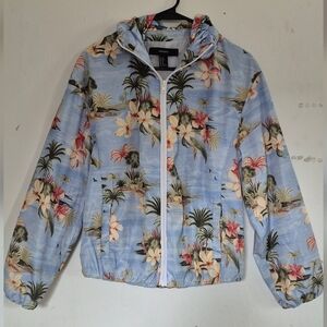 Forever 21 Tropical Print Bomber Jacket